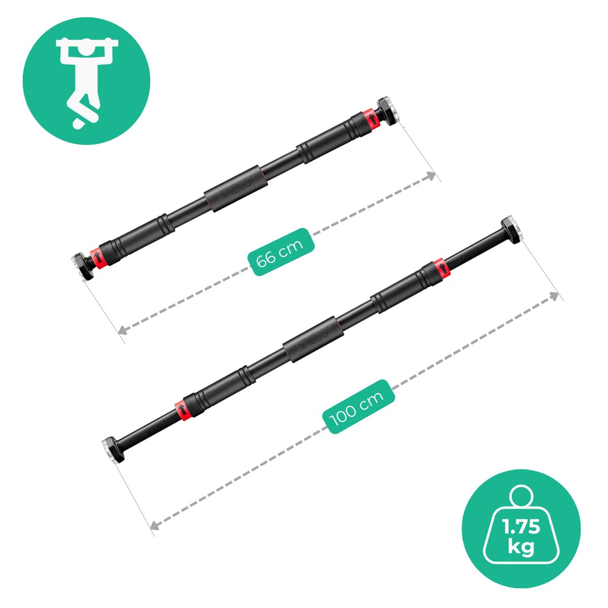 Fizjo ajtókeretbe szerelhető húzódzkodórúd 66–100 cm - Image 4