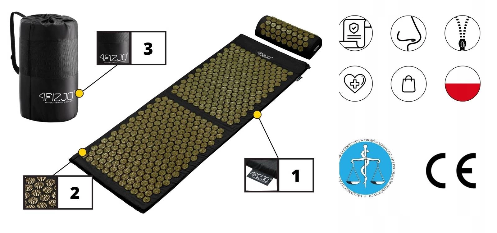 XL akupresszúrás szőnyeg masszázspárnával - Image 3