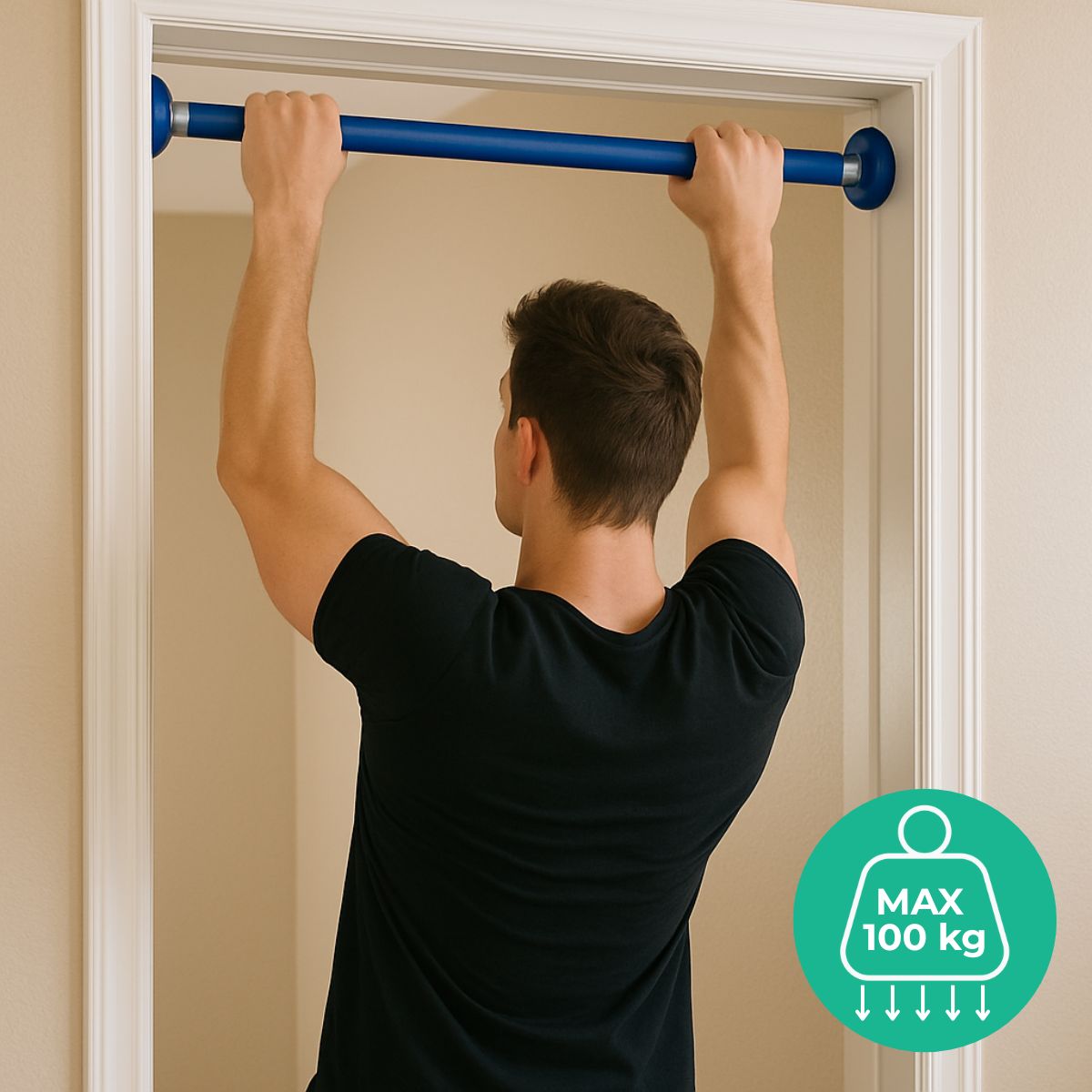 Ajtókeretbe szerelhető húzódzkodórúd 100–150 cm - Image 3