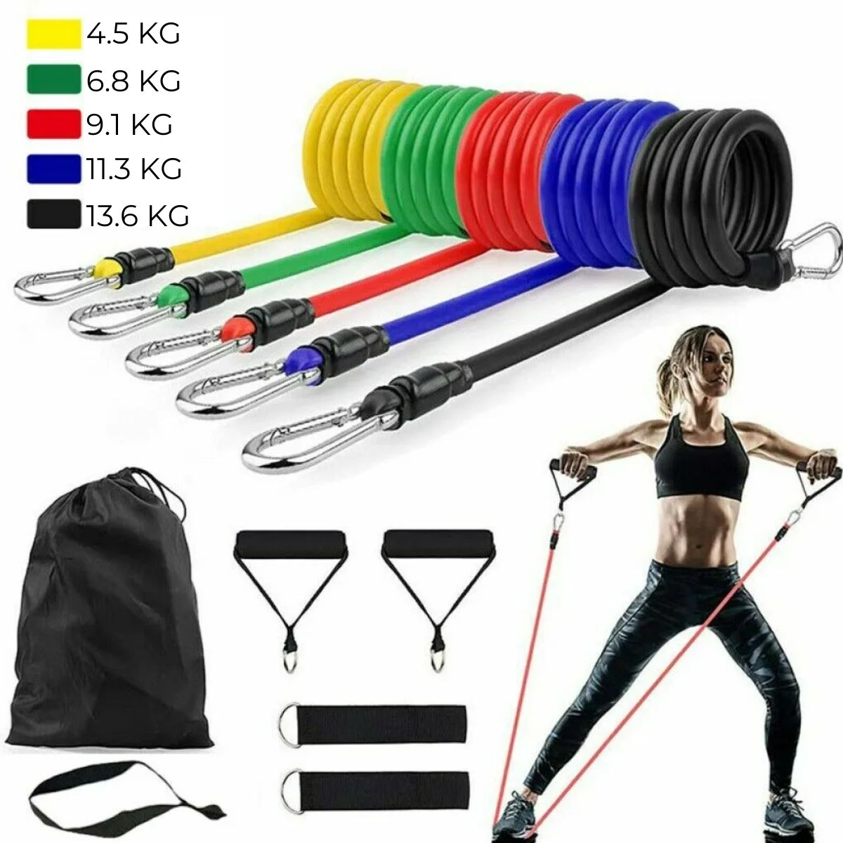 X-Sport Style fitnesz szalag és gumikötél készlet (11 db-os) - Image 4
