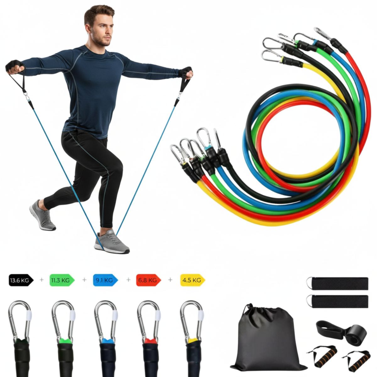 X-Sport Style fitnesz szalag és gumikötél készlet (11 db-os)